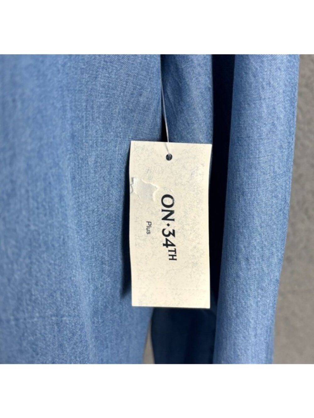On 34th Trendy Plus Size Long-Sleeve Split-Neck Top Blue 2X New With Tags. - Picture 5 of 8